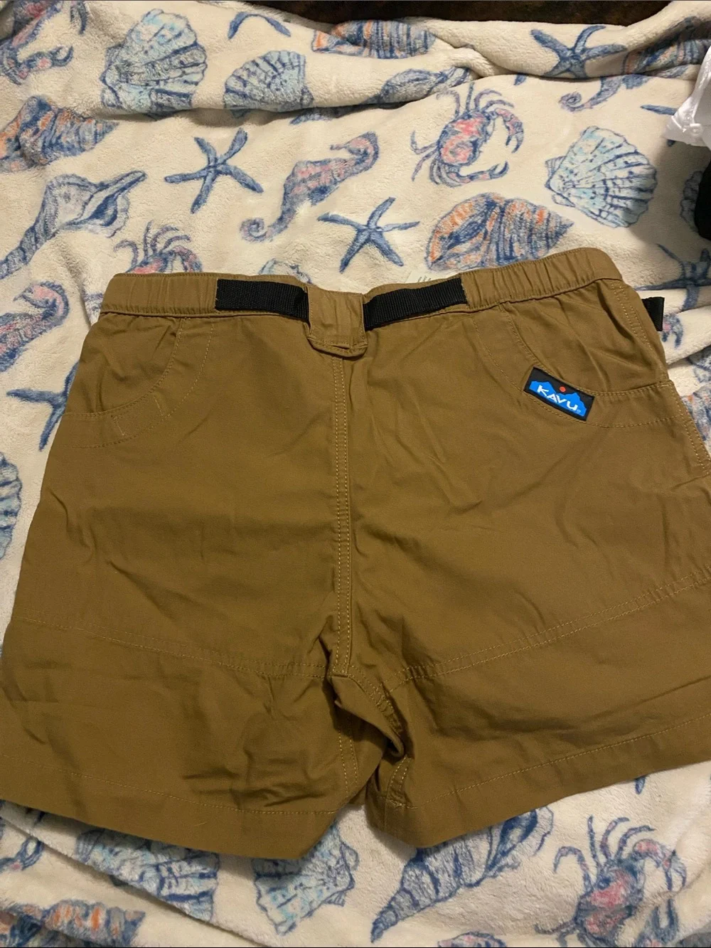 Kavu Men's Olive Brown Hybrid Shorts with Integrated Belt